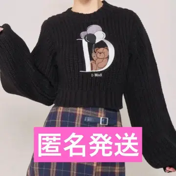 [택 포함 새상품] 다리치 D베어 벌룬 니트탑 블랙