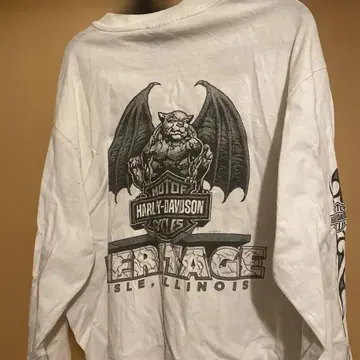 할리데이비슨 롱 T 백 프린트 구제 의류