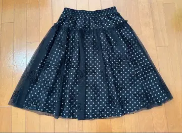 새상품급 잉게보그 장미 플로키 튤 레이스 겹침 도트 플레어 스커트