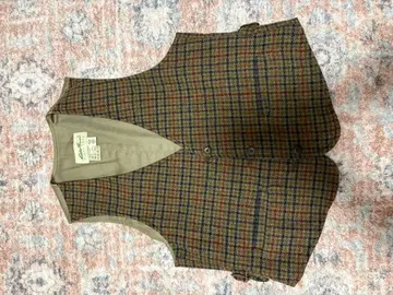 Eddie Bauer 체크 무늬 울 베스트 XS