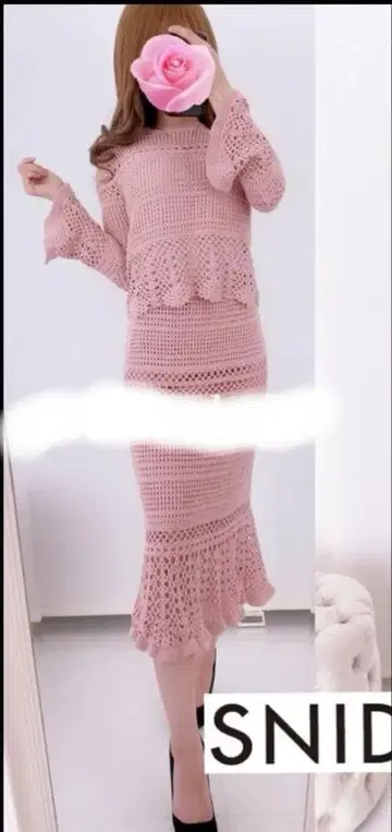 SNIDEL 핑크 니트 셋업