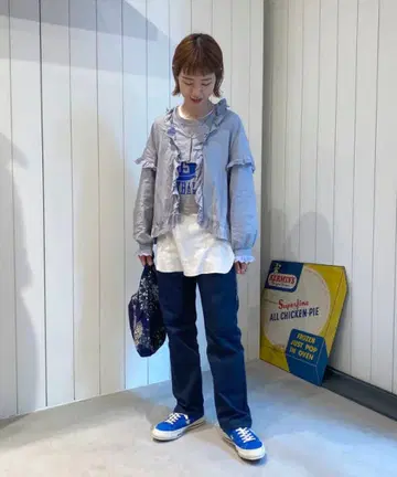 빔즈 재팬 페이크 레이어드 블라우스 프릴 빔즈 보이