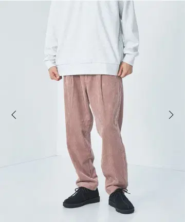 코듀로이 플리츠 와이드 팬츠 핑크