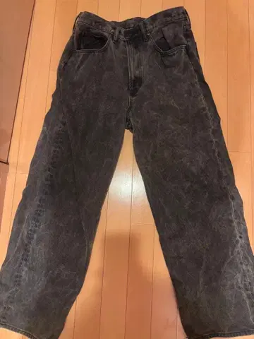 다크 그레이 데님 와이드 레그 팬츠