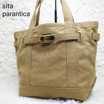 고품질 시타 파란티카 토트백 캔버스 베이지 골드 금장 장식