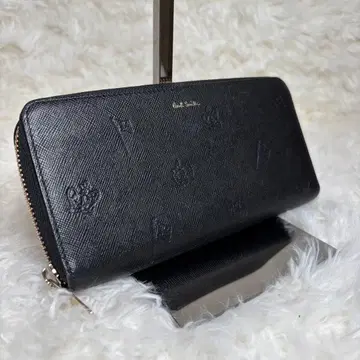 미사용 새상품급 Paul Smith 라운드 지퍼 장지갑 가죽 블랙