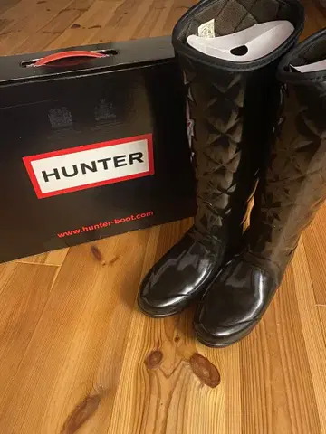 헌터 장화 퀼팅 빨간색 택