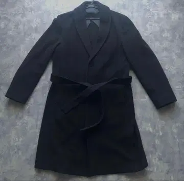 블랙 벨트 남녀 공용 롱 코트 체스터 코트