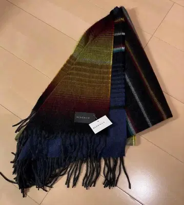 BEGG & CO 100% 캐시미어 머플러 블랙 멀티 73x183cm