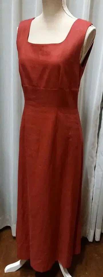 로라 애슐리 빨간색 린넨 롱 원피스