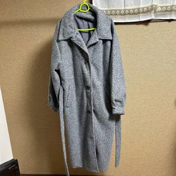 그레이 롱 코트 허리 벨트 포함