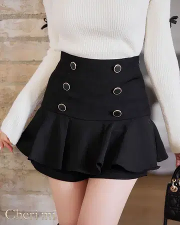 더블 버튼 슬림 레그 치마바지 cherimi