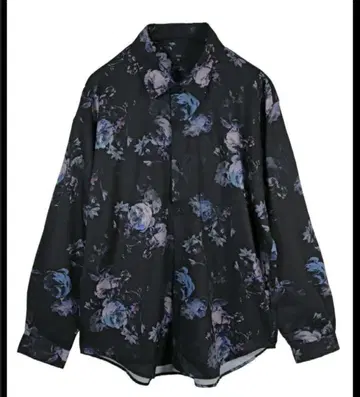 루즈 실루엣 다크 컬러 로즈 패턴 올 패턴 셔츠