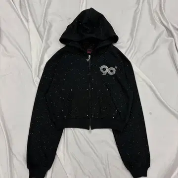 9090 girl 90 Logo Glitter Zip Hoodie
