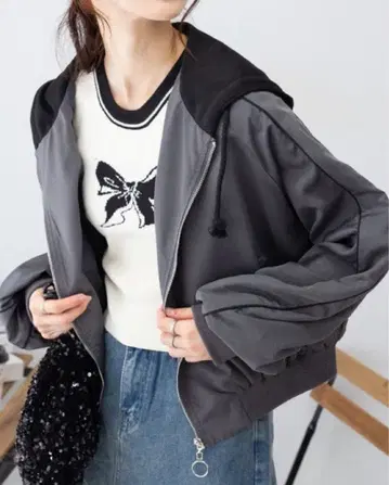 MA-1 숏 기장 블루종 후드 부착