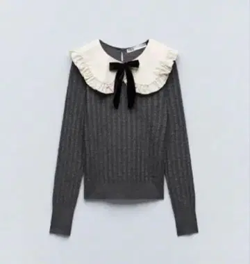 ZARA 프릴 카라 니트 그레이 스웨터