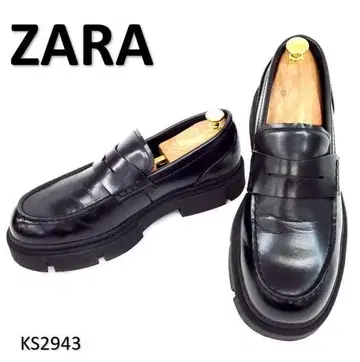 자라 새상품급 코인 로퍼 트랙 밑창 블랙 EU43 가죽