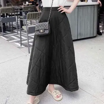 택 포함 Rady 레이디 퀼팅 플레어 스커트 M 블랙 롱 기장
