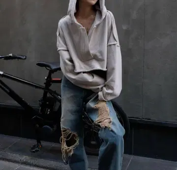 felim 오픈넥 크롭 후디