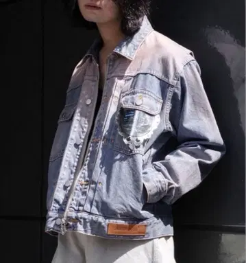 MASU 그라데이션 데님 자켓 핑크 46