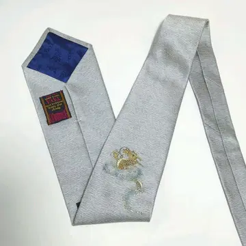 긴자 타야 타츠 넥타이 드래곤 용 타츠 용 실버 그레이 길조