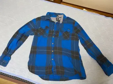 Volcom 클래식 핏 긴팔 셔츠 XL 파랑 그레이