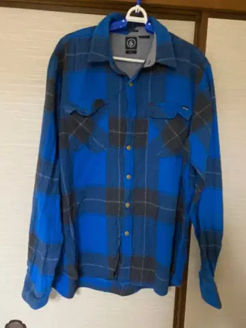 Volcom 클래식 핏 긴팔 셔츠 XL 파랑 그레이