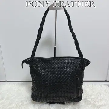 y2k PONY LEATHER 메쉬 숄더백 남녀 공용 블랙 천연 가죽