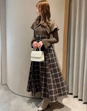 빅 칼라 체크 코르셋 원피스 다즐린