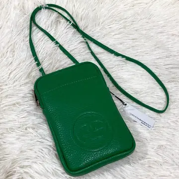 새상품 로베르타 가죽 스마트폰 숄더 그린 로고 엠보