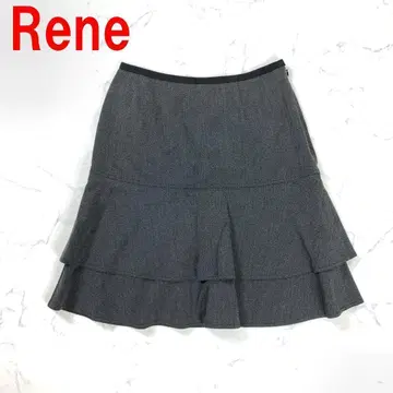 A3829 르네 미디 스커트 면 울 티어드풍 그레이 36