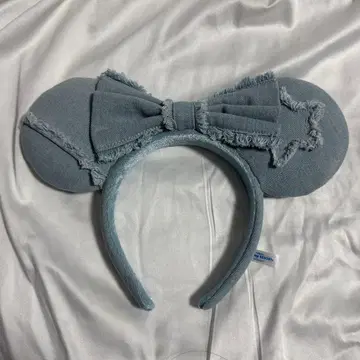 미키 귀 머리띠 스카이블루 데님풍