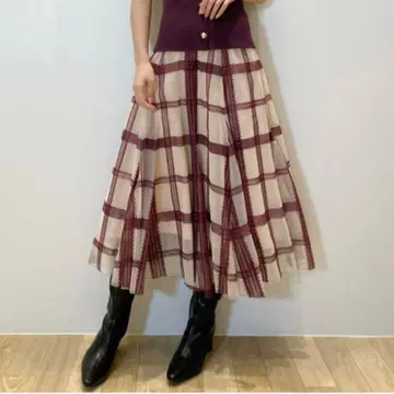 스나이델 snidel 샤샤 스커트 버건디 체크