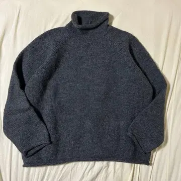 J CREW 롤넥 니트 L 울 100% 그레이