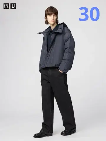 UNIQLO U 와이드 핏 컬러진 블랙 30 사이즈
