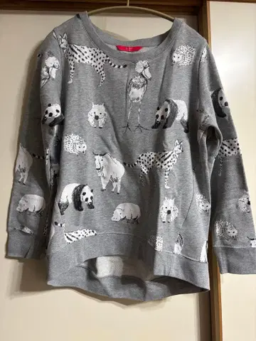 graniph 동물 올 패턴 프린트 트레이닝복 맨투맨 그레이 프리 사이즈