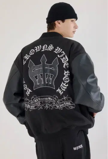 로데오 크라운 Blackletter 바시티 자켓 아우터