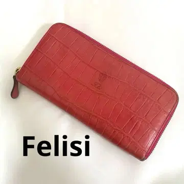 Felisi 페리지 장지갑 핑크 악어 엠보싱
