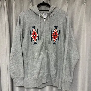 페로우즈 러그 패턴 자수 풀 집업 후드티