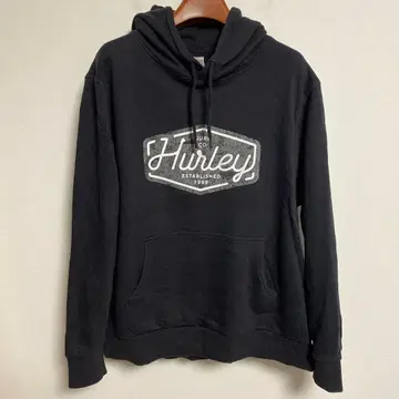 Hurley 블랙 후드 부착 속기모 후드티 XL