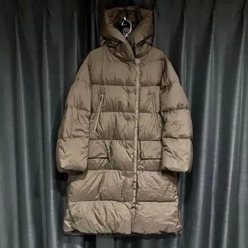 유니클로 +J 다운 롱 코트 다크 브라운 L