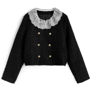 2Way 레이스 더블 버튼 트위드 자켓 블랙 gn554 GRL