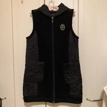 CASTELBAJAC 퀼팅 후드 베스트 골프 별 블랙 42 로고