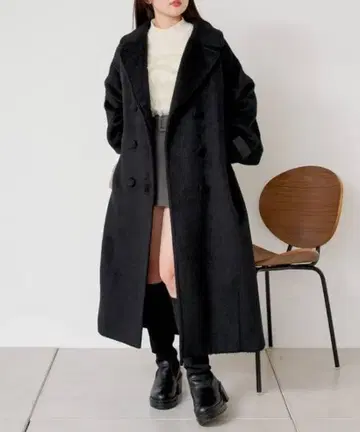 더블 샤기 롱 코트