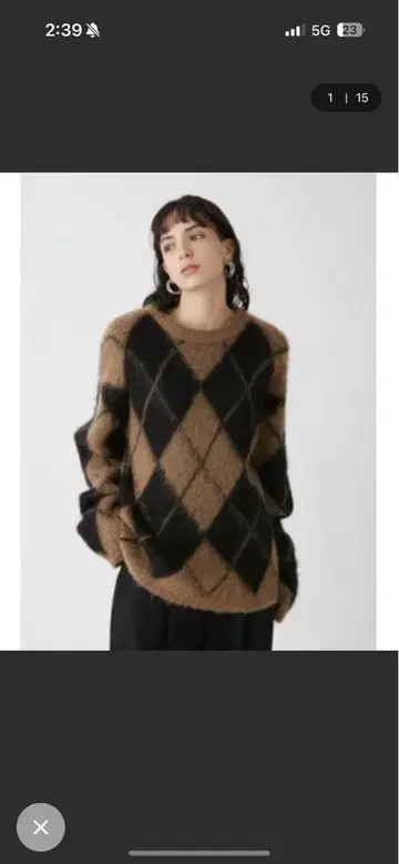 Mila Owen 모헤어 아가일 니트 풀오버 미라 오웬