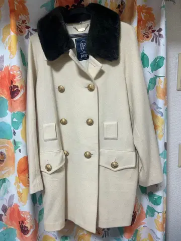 ROPEPICNIC 아이보리 코트 퍼 옷깃 페미닌 K-스타일 모던