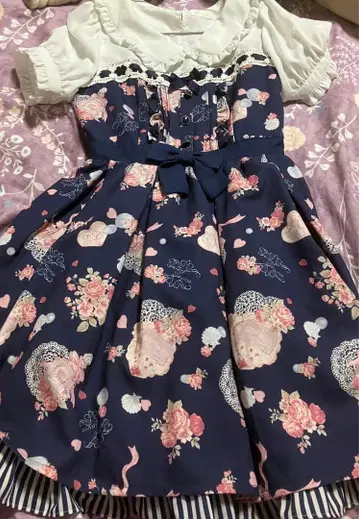 리즈리사 스위트 사봉 패턴 원피스 네이비 사이즈 2