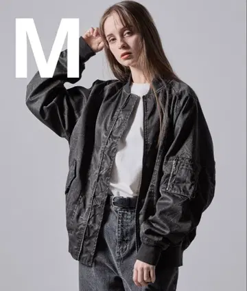 CLEL 빈티지 디자인 숏 MA-1 블루종 M 블랙