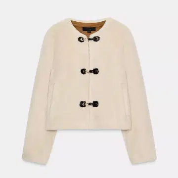 [택 포함 미사용 새상품] 토글 버튼 인조 모피 자켓 화이트 XS