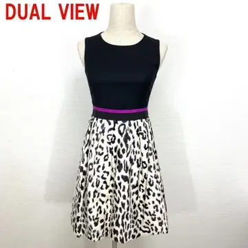 A2660 듀얼뷰 슬리브리스 원피스 블랙 표범 무늬 울 혼방 40
